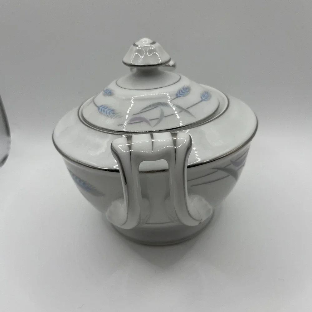 Valmont China Royal Wheat‎ Sugar Bowl w Blue Grey Wheat